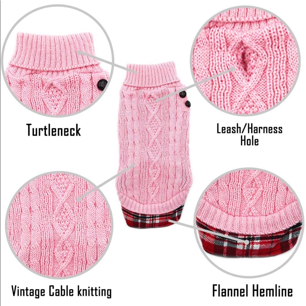 NWT Kyeese XS Baby Pink Cable Knit Dog Fashion Sweater (3-5 lb)